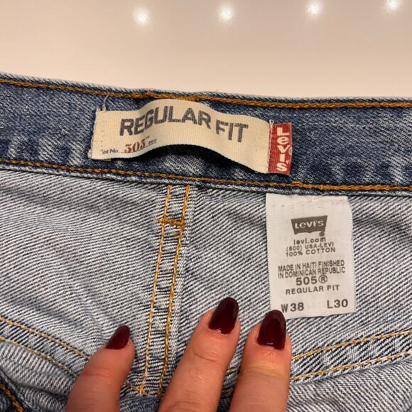 Levis 505 Regular Fit Straight Denim Jeans Size 38 x30 - Picture 5 of 10